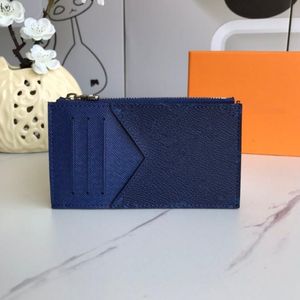 Classique bleu lettre fermeture éclair porte-monnaie mode nouveaux hommes porte-cartes portefeuilles cartes intégrées fente marque tout-match pochette pour femmes sacs dames sac à main