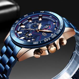 Classic Blue Mens Watches Top Fashion Military Chronograph Watch for Men Automatic Date Sport polshorloges 212J