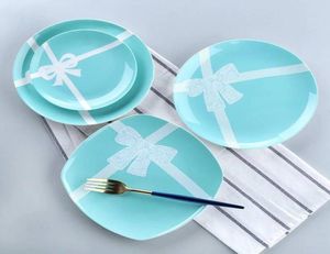 Assiette bleue classique Vaisselle en céramique 68 pouces disque rond assiette de petit déjeuner gâteau dessert vaisselle bonne qualité cadeaux de mariage 1334153