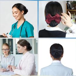 Net Classic Bowknot Snood avec épingles à cheveux de Barrette Style français Couverture de chignon en dentelle non glissée Travail Coiffes de coiffure pour femmes de bureau Lady