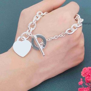 Bracelet clásico 925 Heart grueso grabado Diseñador clásico para hombres y mujeres Alta calidad 18K Gold OT Joyería de regalo de vacaciones 1C23 1C23