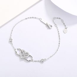 Bracelet classique en argent 925, Design en forme de cœur, croix, anneau infini, en forme de cœur, pierre de cristal, bijoux à main, cadeau