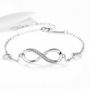 Bracelet classique en argent 925, Design en forme de cœur, croix, anneau infini, en forme de cœur, pierre de cristal, bijoux à main, cadeau