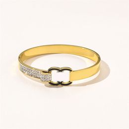 Pulseira clássica designer banhado a ouro pulseira para mulheres pulseira de luxo jóias diamante amantes do casamento de aço inoxidável charme pulseiras casuais zb107
