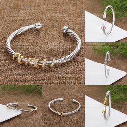 Klassieke Armband DY Twisted Armbanden Vrouwen Designer Sieraden Goud Sier Parel Kruis Diamant Hiphop Mode-sieraden Party Bruiloft Kerstcadeau Groothandel