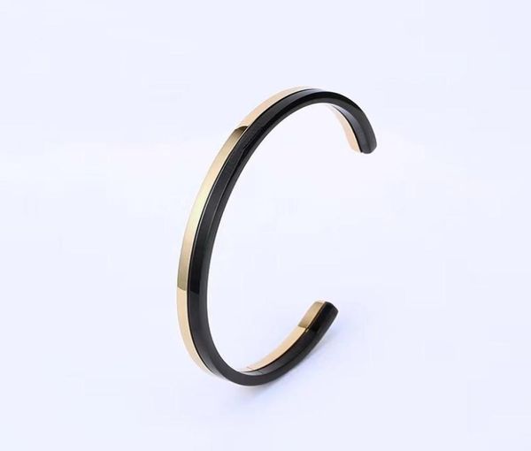 Bracelet classique Gold Black Double orthographe Fingernail Bracelet Titanium Steel Cuff Open Women039S Men039s Love Jewelry Gift2216155