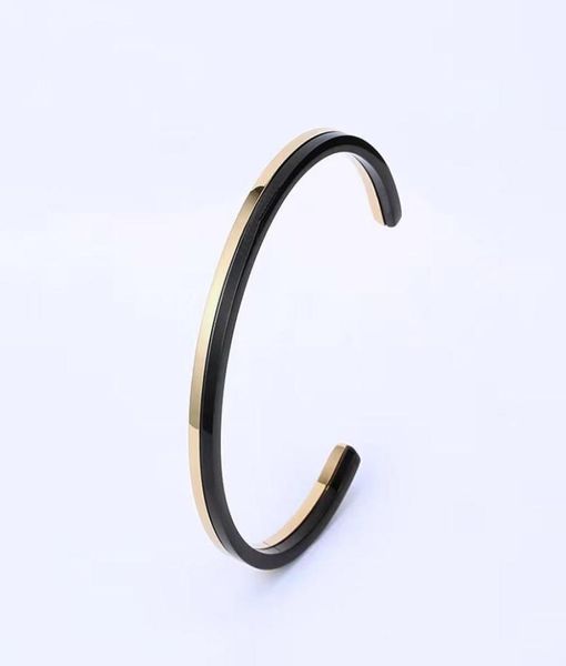 Bracelet classique Gol Black Double orthographe Fingernail Bracelet Titanium Steel Cuff Open Women039S Men039s Love Jewelry Gift4138712