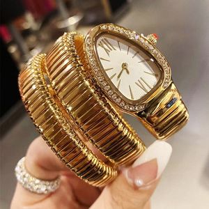 Klassieke armband vrouwen kijken naar gouden slang polshorloges van hoge kwaliteit diamant roestvrij staal deisnger horloge dames kijkt Kerst Valentijnsdag moederdag cadeau b18