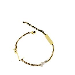 Bracelets classiques Bracelet Lettre Y Titane Acier avec Diamant Designer pour Femmes Bijoux Cadeaux Femme Or Sier En Gros Ne Se Fanent Pas