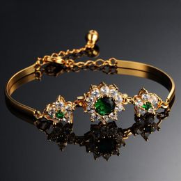 Klassieke armbanden drie sneeuwvlokken groene diamant 18k gladde link ketting kreeftbespit glanzende luxe ontwerper vrouwen bedel armband jood182q