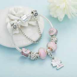 Bracelet de marque classique Bracelets de perles de dessin animé rose nouveau bracelet pendentif Kitty en alliage en gros conçu pour les femmes Boutique bijoux