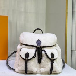 Klassieke gloednieuwe schoudertas retro dames designer draagtas modieuze zachte wollen leren handtas veelzijdige pluche damesrugzak reistas Satchel