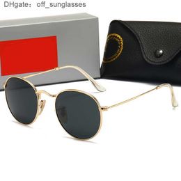 Gafas de sol de diseñador de marca clásica para mujer y marco de oro de Man Ray Metal Mirror redondo Sol Profesos Unisex Mens Driving Shades With Box Yulo