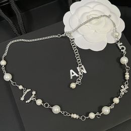 Klassiek merk sieraden dubbele letter c hanger kettingen parel ketting roestvrijstalen klassiekers kristallen nummer ketting voor vrouwen bruiloftsfeestje sieraden accessoires