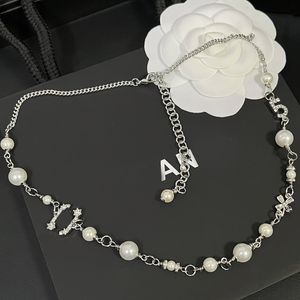 Joyería de marca clásica Collar de doble letra C collares colgantes de la perla clásica de acero inoxidable CLECTLACE DE CLIBLADO DE CRISTAL