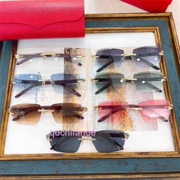Lunettes de soleil Retro Retro Crattire Types de lunettes de soleil coupées sans bordure personnalisées Net Red Women CT0013