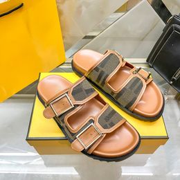Classic Brand Slipper Mens Slide Canvas Pool Girl Sandales Sandales Flat Sliders Designer Luxury Femmes Mule Moule Feel Summer Casual Shoes Sandale Man Walk Boad Boad