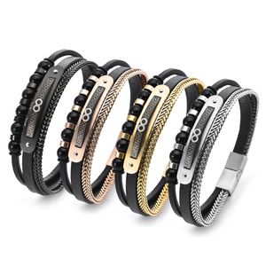 Bracelet en cuir bracelet en cuir en acier inoxydable de marque classique pour cadeau