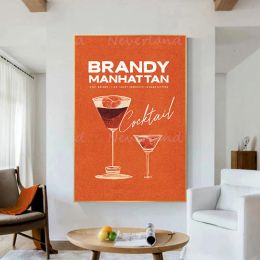 Classic Brandy Negroni Vodka Mojito Affiche de vin vintage PEINTURE PEINTURE ET INSTRAUT MAUR ART Rétro Picture pour Bar Room Home Decor