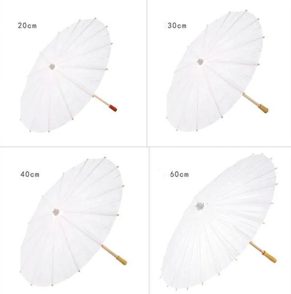 Parasols de mariage classiques, parapluie en papier blanc, Mini parapluie artisanal chinois, 4 diamètres 20 30 40 60cm, vente en gros BJ