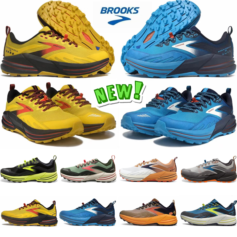 Classic Brooks Cascadia Running Shoes Designer Mens Womens Outdoor Sports Sneakers Personalidade Personalidade preta Braque Branco Verde Laranja Eur 36-45