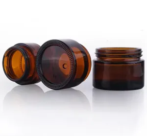 Klassieke bruine barnsteen glazen crème fles Jar zwart deksel cosmetische potten verpakkingsflessen 5g 10 g 15 g 30 g 50g 100 g