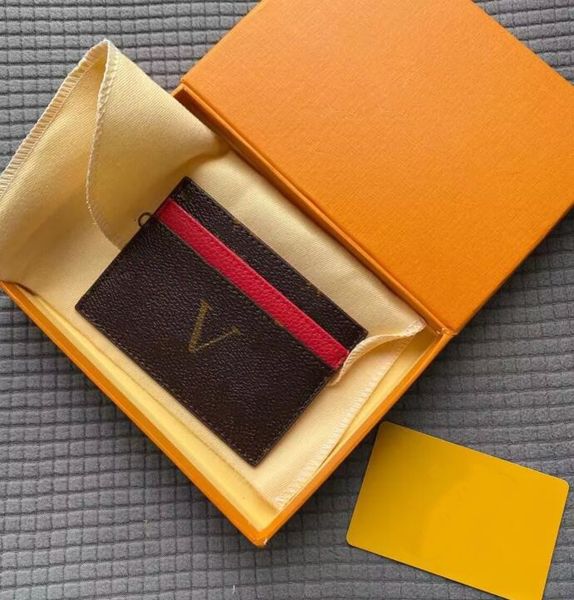 Porte-cartes en cuir de fleur marron classique Mini portefeuilles lettre porte-monnaie de créateur pour charme hommes femmes sacs de mode meilleurs cadeaux de Noël