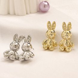 Boucles d'oreilles classiques en cuivre Bunny Gold Boucles d'oreilles de créateur Boucles d'oreilles mignonnes en forme de petit animal