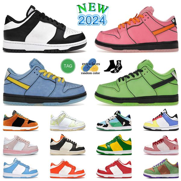 lpanda Low Big Kids Shoes Designer Mom Baby Boy Girl Fashion Fashion Casual Shoe 2024 New Kid Pandas bas The Powerpuff Girls Bubbles Blue Pink Green Children Sneakers