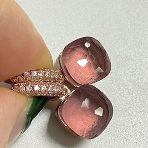 Boucles d'oreilles classiques couleur bonbon incrustée de Zircon Transparent 27 couleurs boucles d'oreilles en cristal plaqué or Rose bijoux de mode pour femmes 240306