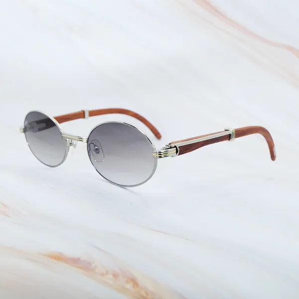 Classic Carter Sunglasses Men Glêmes de bois Cadre des lunettes de soleil Marques Lunettes de luxe OVAL LEXURES PERSONNES RONDES CHares en bois Eyewear