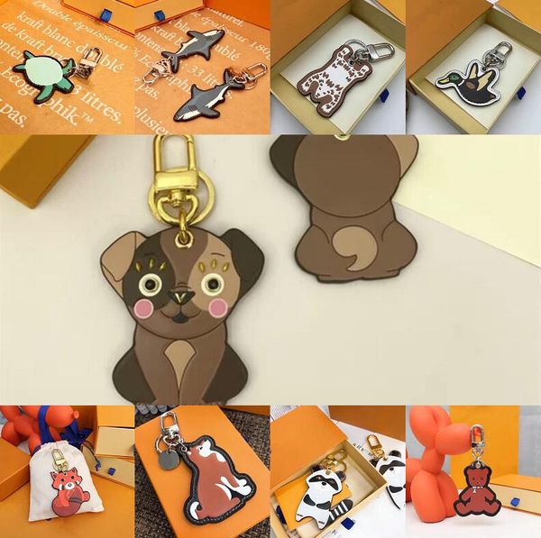 Clásico de dibujos animados lindo tigre llavero billetera llavero diseñador animal coche pingüino letra zorro llaveros mujeres encanto colgante accesorios S7H5