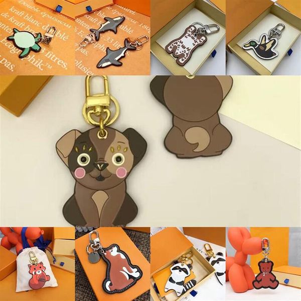 Classique Dessin Animé Mignon Tigre Porte-clés Portefeuille Porte-clés Designer Animal Voiture Pingouin Lettre Renard Porte-clés Femmes Charme Pendentif Accessoire215x