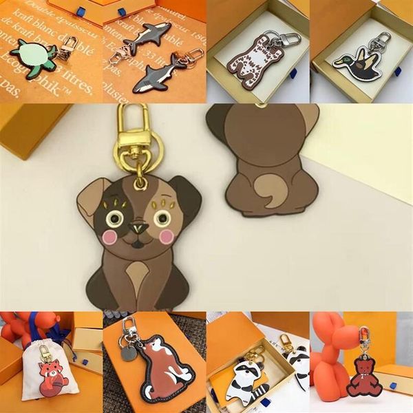 Classique dessin animé mignon tigre porte-clés portefeuille porte-clés concepteur animal voiture pingouin lettre renard porte-clés femmes charme pendentif accessoire246r