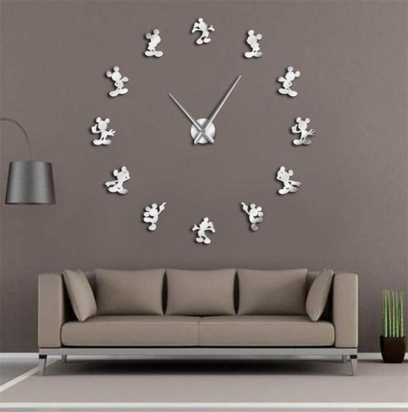 Cartoon Cartoon Design moderne Anime Mouse Keeping Cuisine bricolage Mur Clock 3d Saat Reloj de Pared Watch Housemanding Gift Kids Room Y8938040