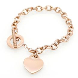 Bracelet classique sculpté en forme de cœur pour femmes, en acier titane, couleur or, bijoux pour amoureux, cadeau 307A