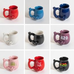 Classic Ceramic Smoke Pipe Tug 400ml Ceramic Coffee Cup Export Foreign Trade Factory Spot Spot Goods