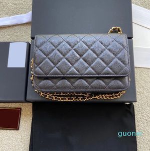 Klassieke kettingschoudertas met klep clutch handtas magnetische sluiting metalen woc-tas pochette Crossbody Kalfsleer Lamsleer gewatteerde kaviaarschoudertassen