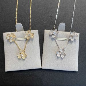 Classic Charm Design Vanly Necklace for Women Lucky Clover volledige diamant 18k rose goud bloemblaadjes keten Y7XP