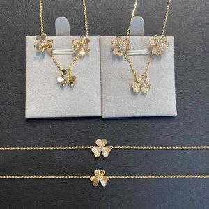 Classic Charm Design Vanly Necklace for Women Gold Diamond Flower Kleine dames vol IJ8M