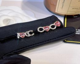 Boucles d'oreilles à breloques classiques en diamant rose, Design de luxe, boucles d'oreilles avec lettres, accessoires de bijoux haut de gamme sélectionnés, cadeau exquis Fami6630169