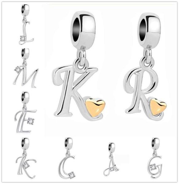 Lettre classique de charme AZ Crystal Pendant Perle Fit Charms Bracelets originaux plaqués en argent Colliers bricolage BIELRIEMENTS FEMMES 32691145511571