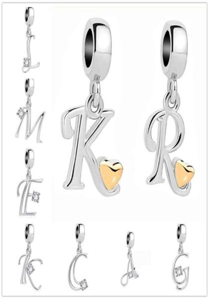 Breloque classique lettre AZ pendentif en cristal perle Fit charmes argent plaqué Bracelets originaux colliers bricolage femmes bijoux 32691147445295