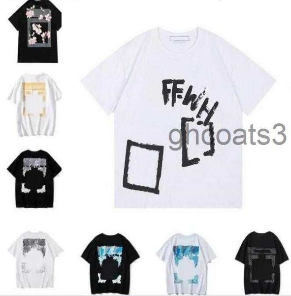 Ropa clásica Camisetas para hombres Flecha irregular blanca Verano Dedo Suelto Casual Camiseta de manga corta para hombres y mujeres Letra impresa en la espalda E69K