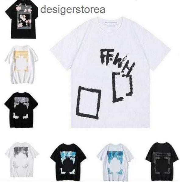 Vêtements classiques Off T-shirts pour hommes Offs White Irregular Arrow Summer Finger Loose Casual T-shirt à manches courtes pour hommes et femmes imprimés x sur le dos X7i