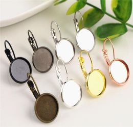 Série de couleurs classiques French Lever Boucles d'oreilles BlankBaseFit 12 mm en verre CabochonsbutTonSearring Bezels 12 mm 10pcs4133167