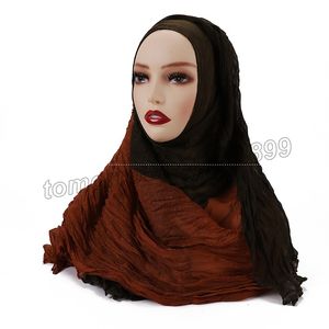 Classique Coloré Facile Chic Crinkle Crimp Coton Turban Hijab Châles Femmes Musulman Doux Écharpe