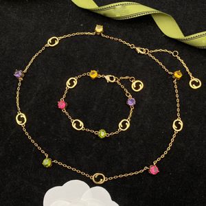 Klassieke kleurrijke edelsteen ketting mode armband sieraden G hangers bruiloft hanger kettingen armband hoge kwaliteit met doos