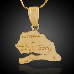 Collier classique en alliage de cuivre et de titane, pendentif carte du sénégal, cartes du sénégal pour femmes, hommes et filles, collier de cou, bijoux cadeau