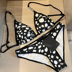 Klassieke koe bedrukte bikini sexy v-hals beha laagbouw slip set ontwerper metalen bekleding badpak mode badmode voor zomer strand surfen zwempak